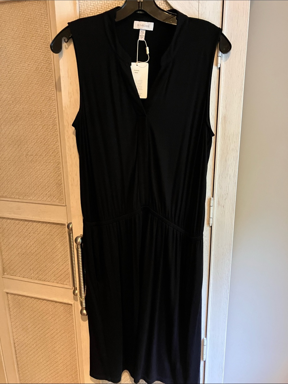 Kinross Split Neck Sleeveless Dropwaist Dress Black NWT